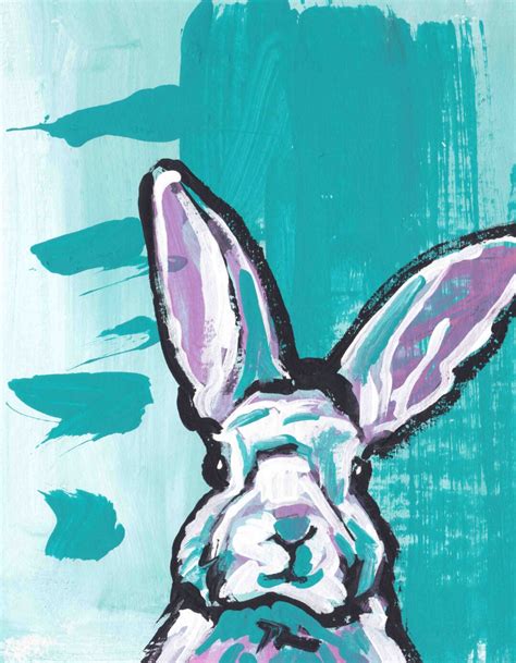 Bunny Rabbit Art Print of Pop Art Painting Bright Colors - Etsy