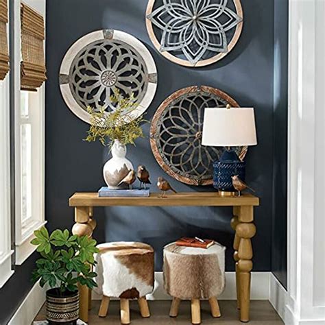 CSHU, Heritage Round Wall Art, Metal Decorative Wall Medallions, Hand-Made wooden hanging Wall ...