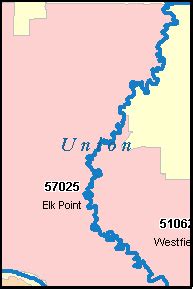 UNION County, South Dakota Digital ZIP Code Map