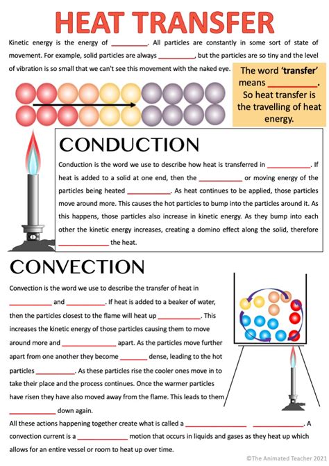 Worksheets Methods Of Heat Transfer Conduction Convection An