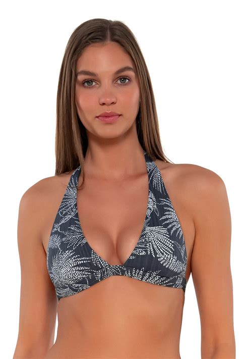 Sunsets Fanfare Seagrass Texture Faith Halter Cup Sizes Bikini Top – eSunWear.com