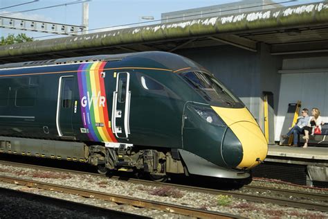 A Great Western Railway Class 800 IET at Swindon Station with its #trainbow Wrap to celebrate ...