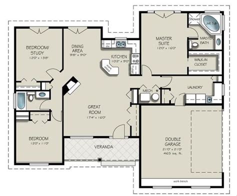 3 Bed 2 Bath Floor Plans With Garage - Julien Alene