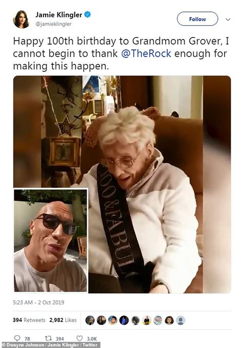 Dwayne The Rock Johnson wishes his fan a Happy 100th birthday in sweet video message | Daily ...