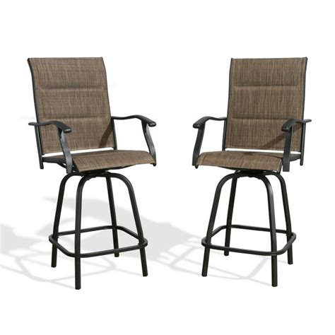 Ulax furniture Outdoor 2-Piece Swivel Bar Stools Height Patio Chairs ...