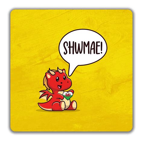 Shwmae Sumae Day 2 Pack Drinks Coasters Love Welsh Wales Dragon Gift ...