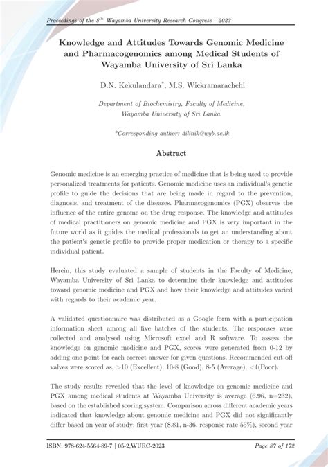 (PDF) Knowledge and Attitudes Towards Genomic Medicine and ...