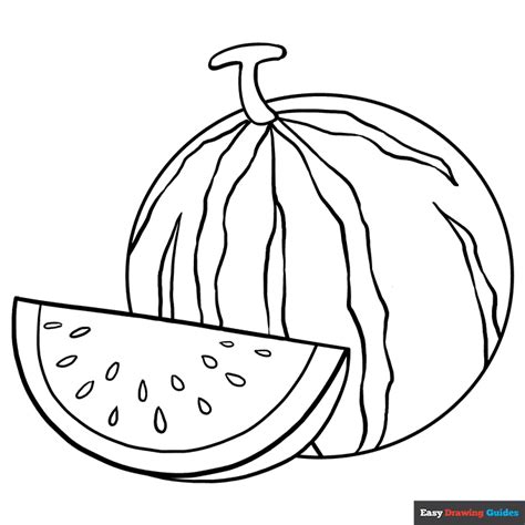 Watermelon Slice Coloring Page | Easy Drawing Guides