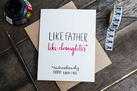 HANDPAINTED Father Daughter Card Like Father Like Daughter