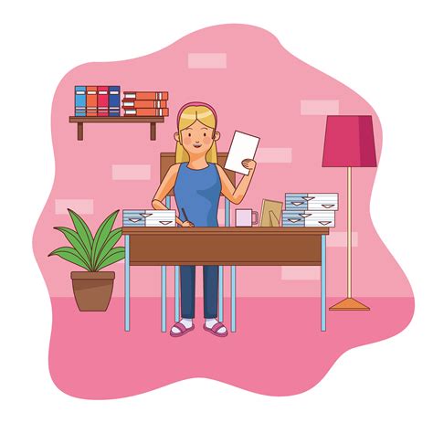 Work at home woman character - Download Free Vectors, Clipart Graphics ...