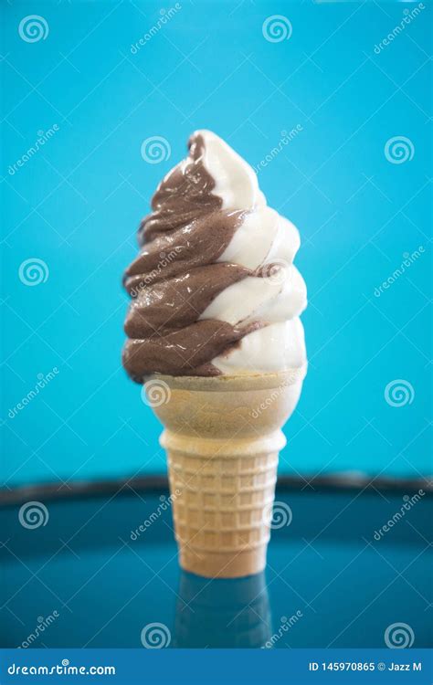 Soft Serve Twist Ice Cream in Cone Stock Image - Image of soft, creamy ...