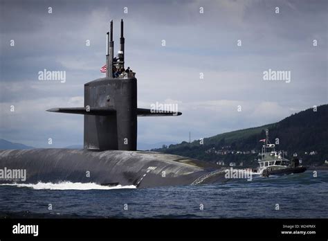 The U.S. Navy Ohio-class ballistic-missile nuclear submarine USS Alaska arrives for a port visit ...