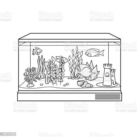 Black and white fish tank or aquarium cartoon images for kids This is... | Cartoon images, Fish ...