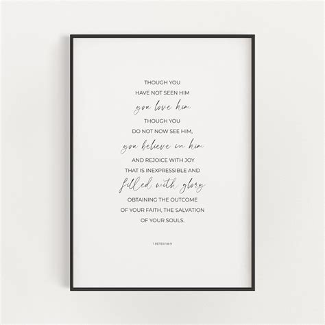 1 Peter 1:8-9 Printable Easter Bible Verse Wall Art, Minimalist ...