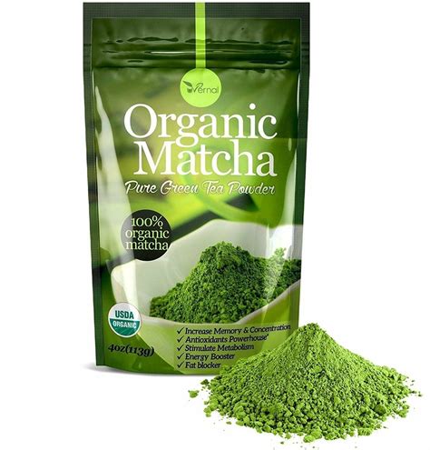 Organic matcha green tea powder - 100% pure matcha ( no sugar added - unsweetened pure green tea ...