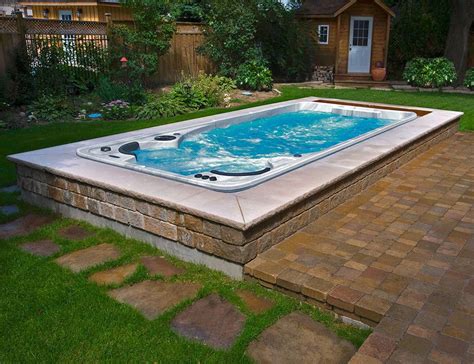 Sometimes semi-inground swim spa installs look better than inground ones! | Swim spa landscaping ...