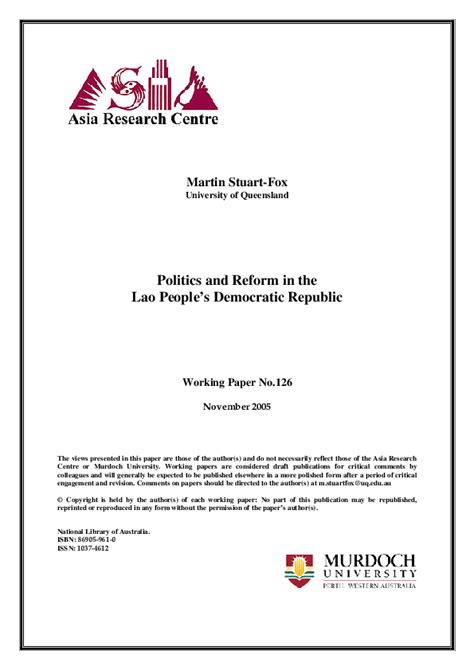 (PDF) Politics and Reform in the Lao People’s Democratic Republic