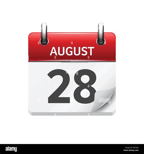 August 28. Vector flat daily calendar icon. Date and time, day, month. Holiday Stock Vector ...