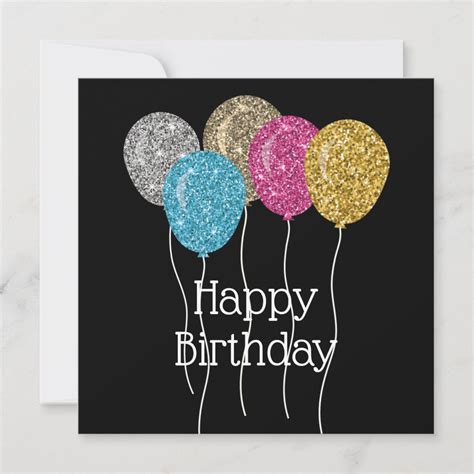 Happy Birthday Colorful Glitter Balloons | Zazzle