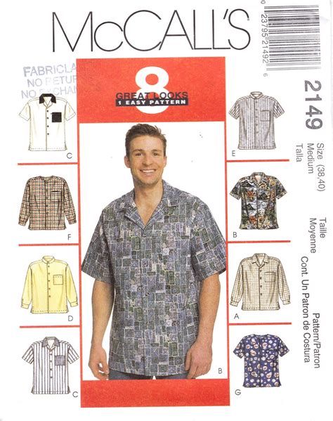 Mens Shirts Sewing Pattern Long Sleeve Shirt Short Sleeve | Etsy Canada ...