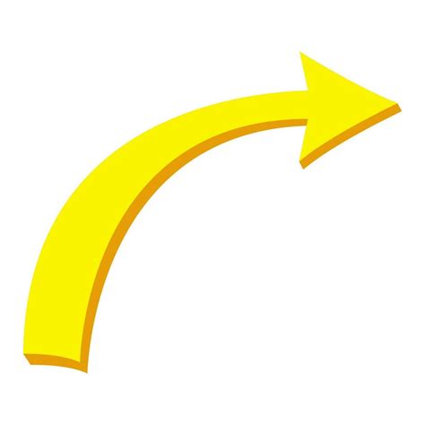 Curved yellow arrow isolated on white background. Arrow icon. Vector ...