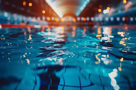 Premium Photo | CompetitionReady Swimming Pool Awaiting Athletes at Indoor Sports Arena