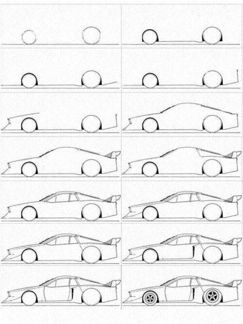 How To Draw A Cartoon Car: Step by Step Tutorial | Car drawing pencil ...