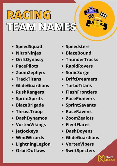 Racing Team Names [600+ Catchy & Funny Ideas] - Names Crunch