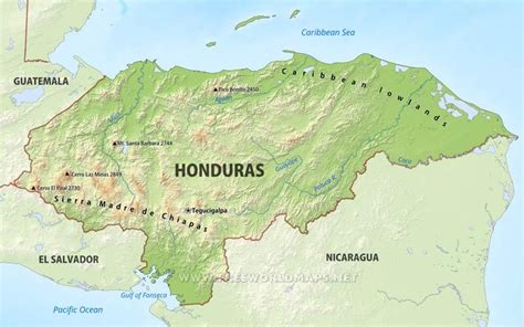 Honduras Physical Map