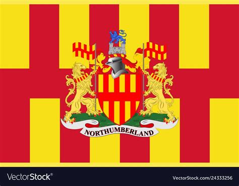 the flag of northumbland is shown in red and yellow