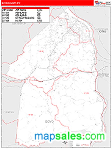 Boyd County, KY Wall Map Red Line Style by MarketMAPS