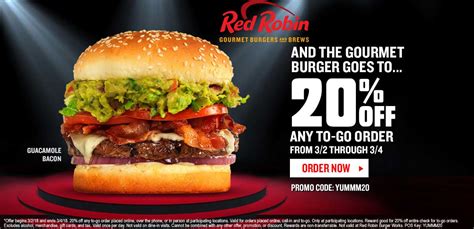 Red Robin Coupons - 20% off takeout today at Red Robin restaurants via ...