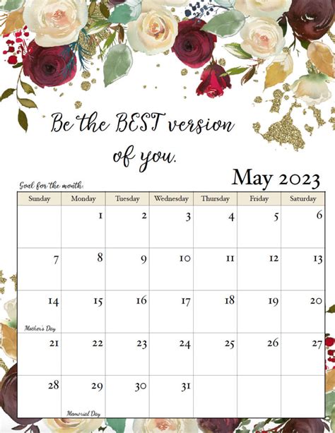 Free Printable 2023 Monthly Motivational Calendars