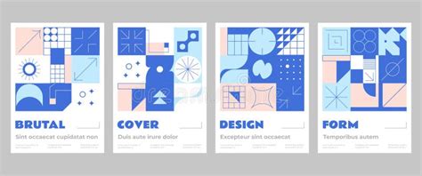 Brutalist Vertical Covers, Brutalist Posters. Set of Abstract Geometric ...