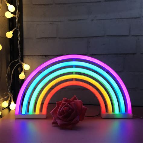 QiaoFei Cute Rainbow Light Signs for Kids Gift's Gift LED Rainbow Neon Signs Rainbow Lamp for ...