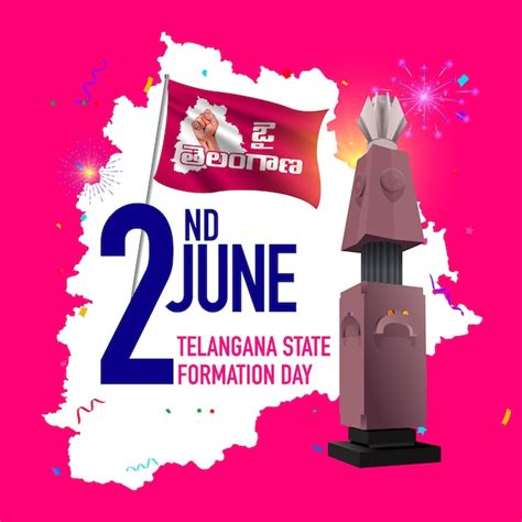 Premium Vector | Telangana state formation day celebrations jai telangana written on flag in ...