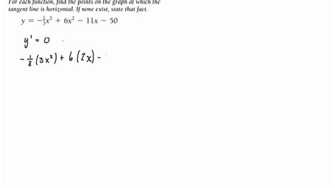 Finding horizontal tangent lines - YouTube