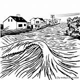 Tsunami Coloring Pages  Free & Printable sketch template