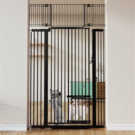 COMOMY 71" Extra Tall Pet Gate for Cats, 29.5-40.6" Extra Wide Cat Gate with Adjustable Cat Door ...