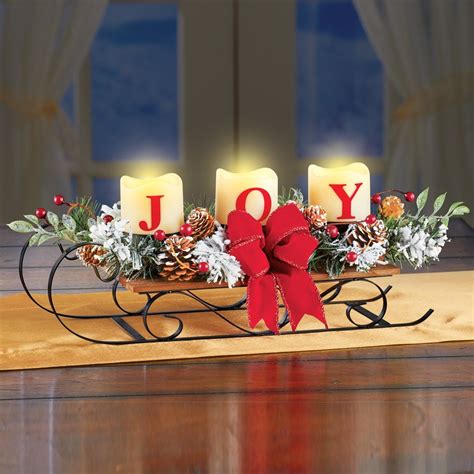 Lighted Joy Christmas Sleigh Table Centerpiece | Collections Etc.