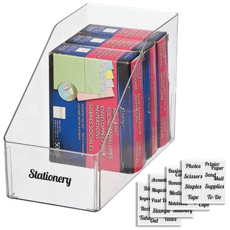 Mdesign Plastic Storage Bin For Office + 32 Adhesive Labels : Target