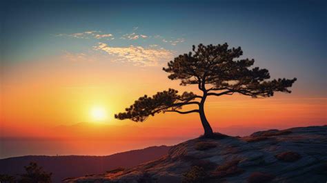 Sunset silhouette of a pine tree 27380866 Stock Photo at Vecteezy