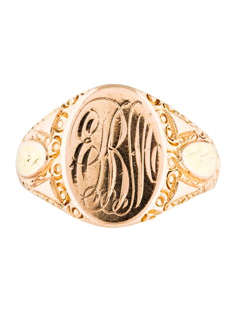 14K Monogram Signet Ring - Rings - RRING35725 | The RealReal