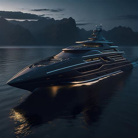 Premium Photo | Luxury super black yacht with modern design on ocean ...