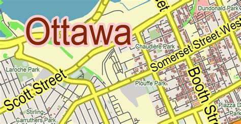 Ottawa Canada PDF Vector Map: City Plan Low Detailed (for small print ...