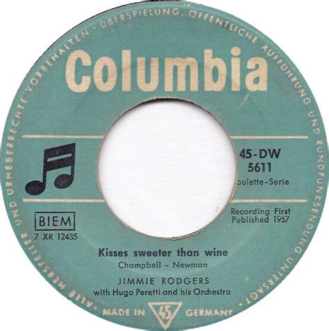 Jimmie Rodgers - Kisses Sweeter Than Wine (1957, Vinyl) | Discogs