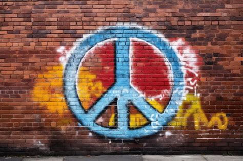 Premium AI Image | Peace symbol graffiti on a brick wall