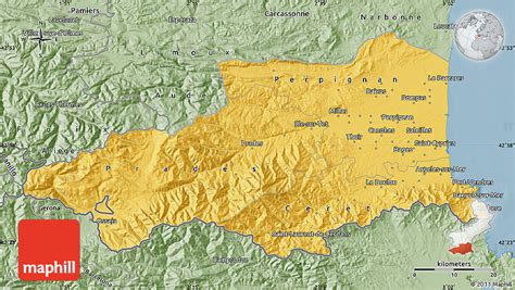 Savanna Style Map of Pyrénées-Orientales