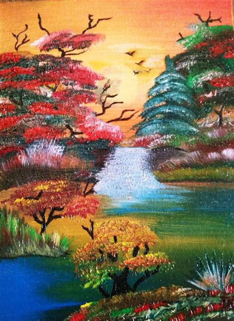 Japanese garden Painting by Irena Kafkova | Saatchi Art