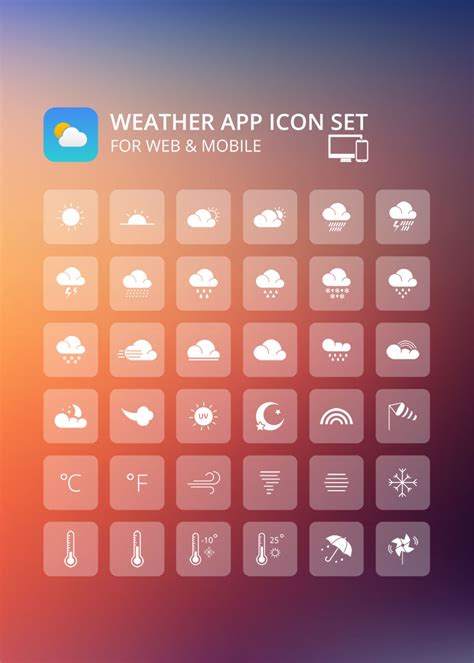 Freebie: Weather App Icon Set For Mobile and Web